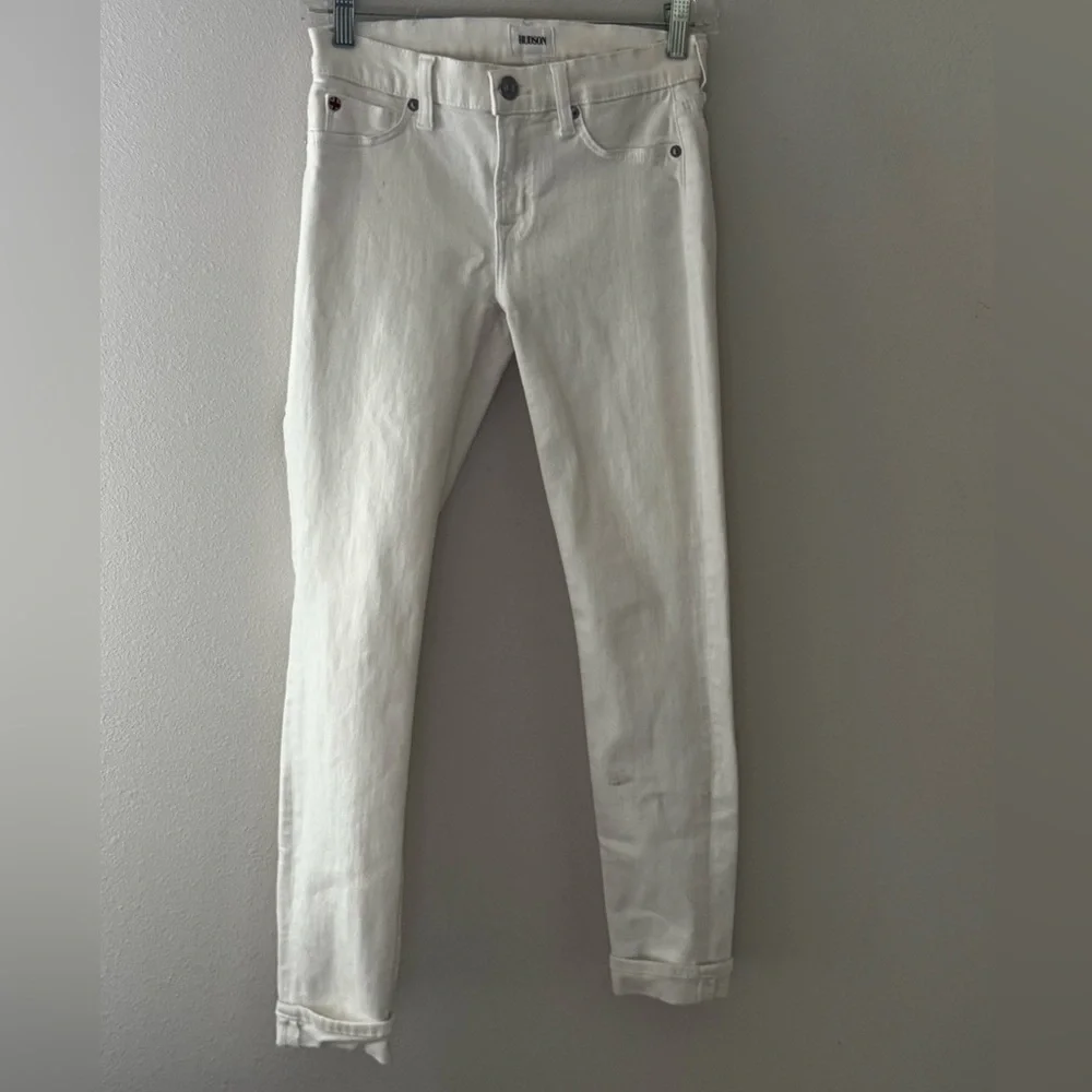 Hudson Jeans Tally Crop white jeans rolled cuffs‎ skinny Sz 26